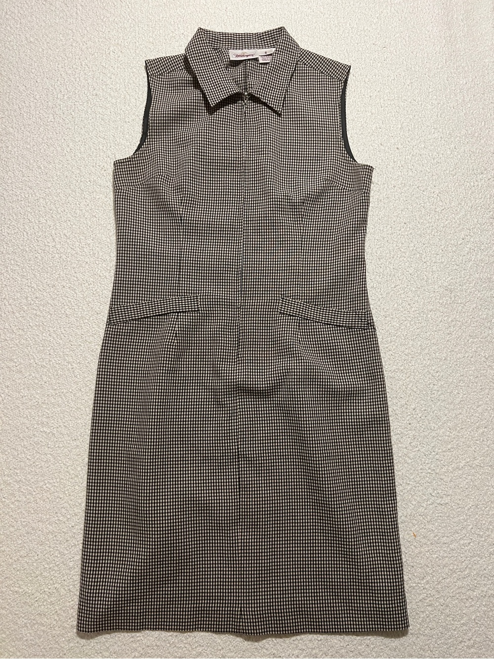 Vintage Worthington Sleeveless Y2K Sheath Dress Black & Tan Sz 6